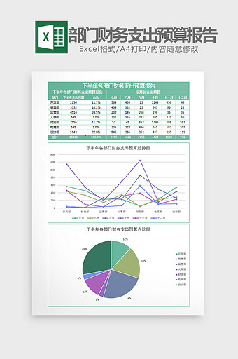 下半年部门财务支出预算报告excel模板图片