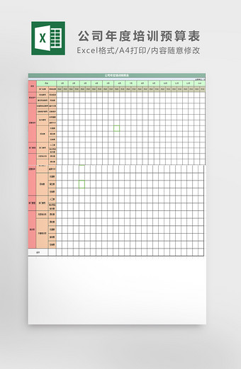公司年度培训预算表excel模板图片