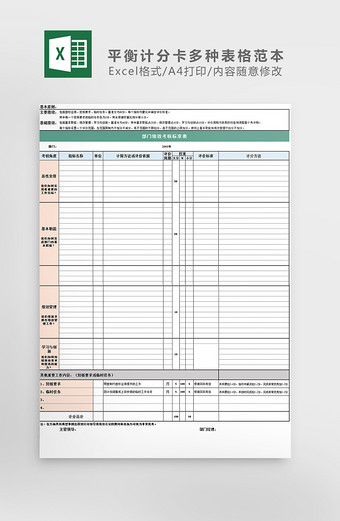 平衡计分卡多种表格范本Excel模板图片