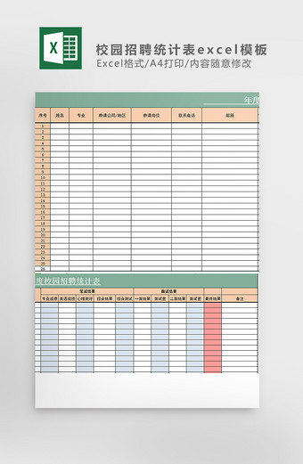 校园招聘统计表excel模板图片