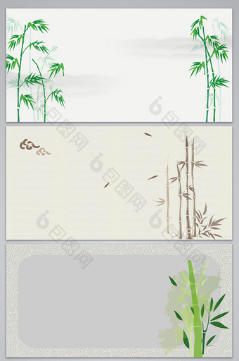 矢量古典手绘竹子竹林海报背景图图片