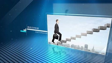 蓝色粒子企业商务图片展示AE模板