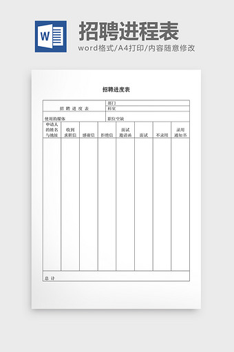 人事管理招聘进程表word文档图片