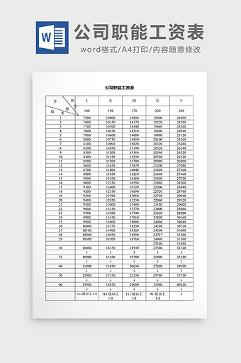 人事管理公司职能工资表word文档图片