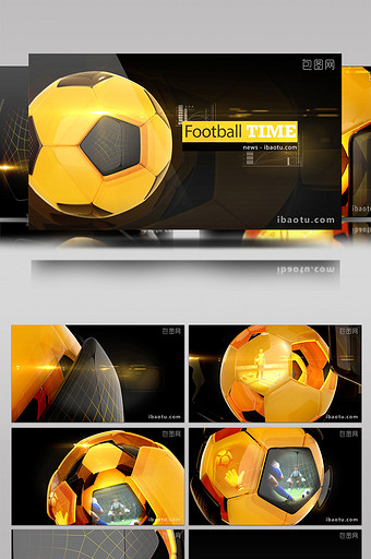 三维效果的足球时刻栏目包装AE模板图片