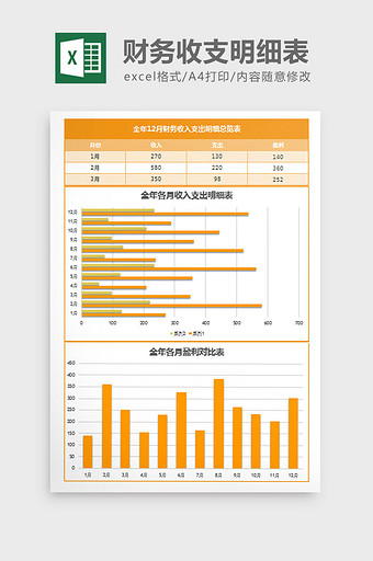 公司财务收入支出明细总览表excel模板图片