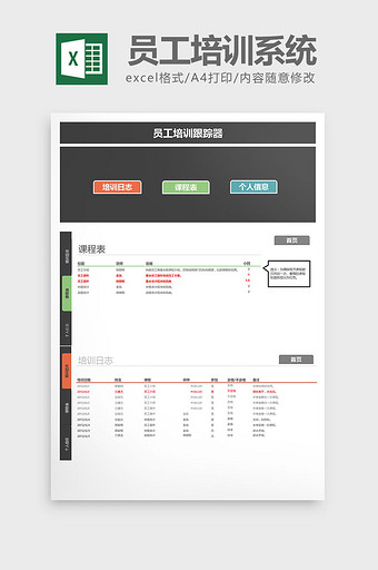 人事管理员工培训系统excel表格模板图片