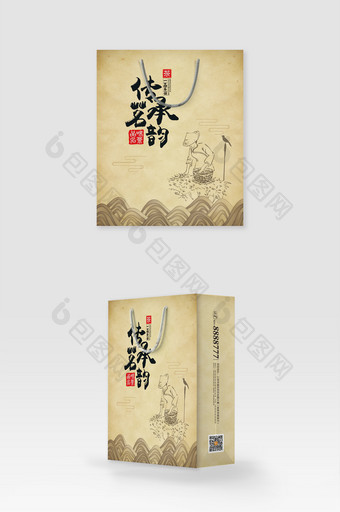 传承名韵古典中国风茶叶礼盒手提袋图片