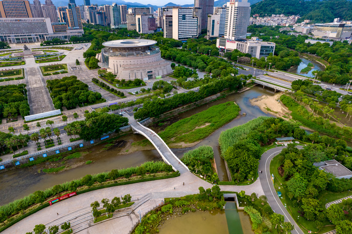 福建泉州市民广场航拍摄影图