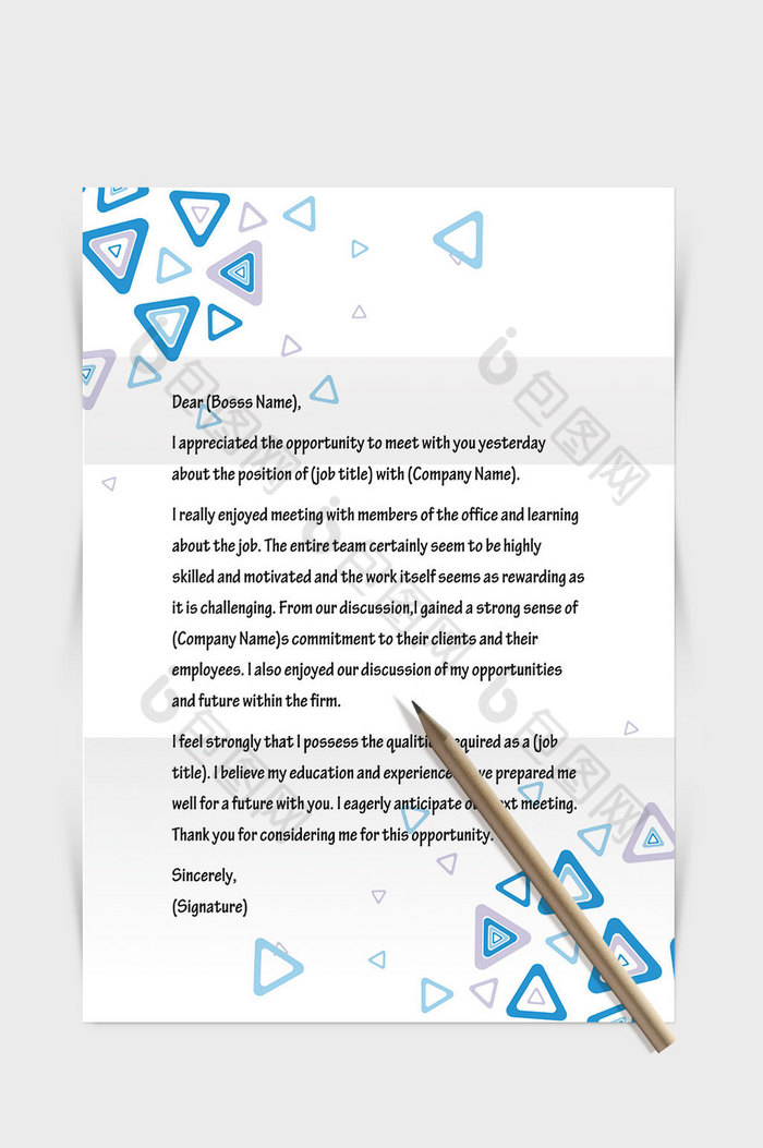 蓝色三角形边框商务信纸模板word文档图片图片