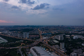 江苏南京玄武湖夕阳晚霞航拍摄影图