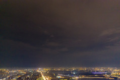 江苏苏州工业园区夜景灯光航拍图