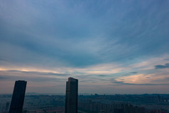 江苏无锡城市清晨航拍摄影图