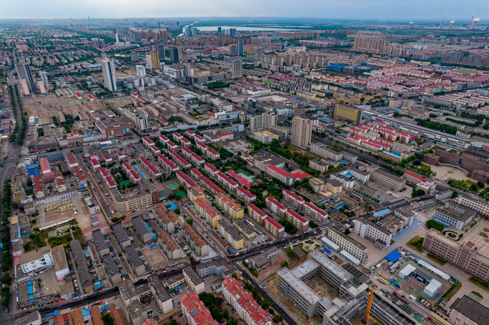 山东东营城市建筑风光航拍摄影图