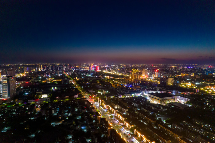 山东东营城市夜景灯光航拍摄影图