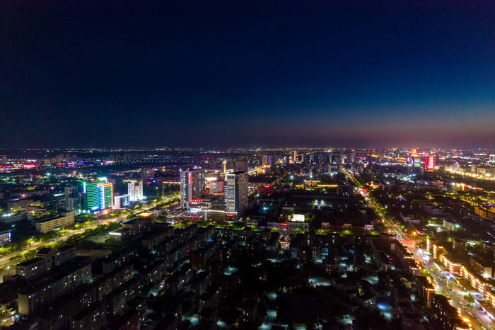 山东东营城市夜景灯光航拍摄影图