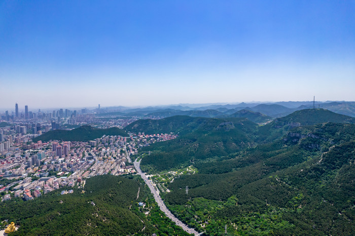 山东济南城市建设风光航拍摄影图