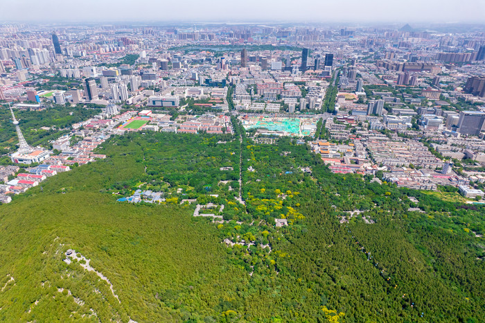 山东济南城市建设风光航拍摄影图