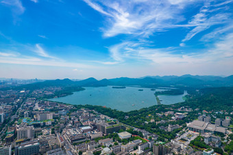 杭州城市风光杭州西湖航拍摄影图