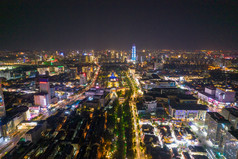 济南城市夜景灯光航拍摄影图