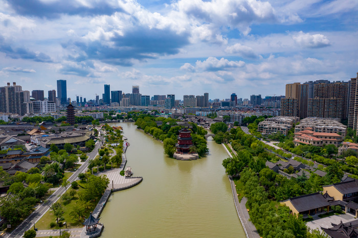 江苏淮安城市风光航拍摄影图