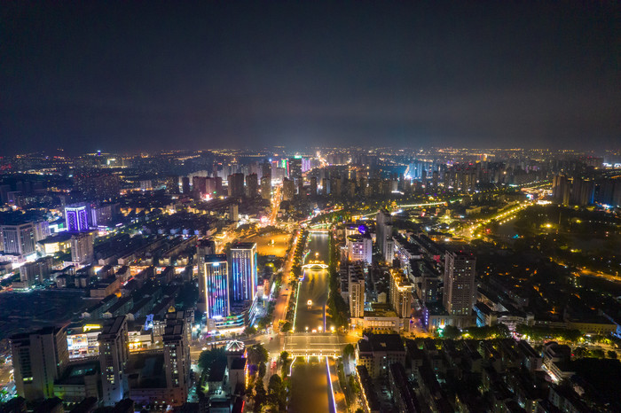 江苏淮安城市夜景灯光航拍摄影图