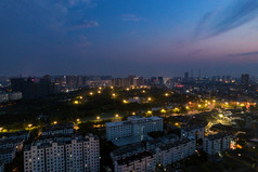 江苏淮安城市夜幕降临夜景灯光航拍摄影图