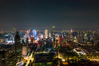 江苏南京城市夜景灯光航拍摄影图