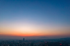 山东日照城市晚霞夕阳航拍摄影图