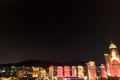 山东烟台城市夜景灯光航拍摄影图