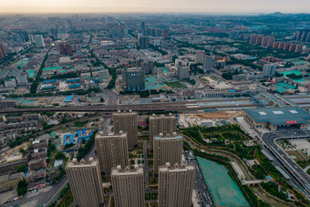 山东淄博城市暴雨<strong>来袭</strong>航拍摄影图