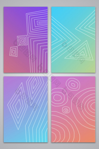 手绘几何波纹彩色渐变背景图图片