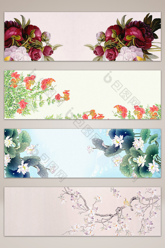 水墨中国风花卉海报banner图片图片