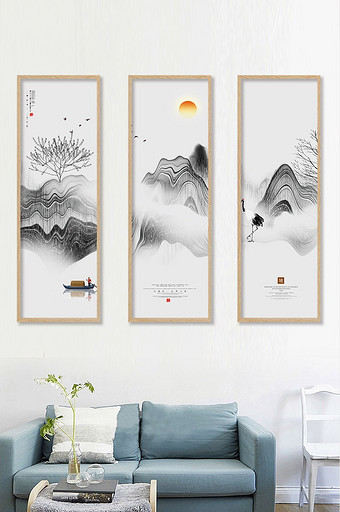新中式水墨风格大气中国风客厅书房装饰画图片
