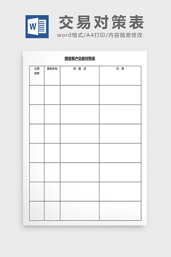 营销管理客户交易对策表Word文档图片