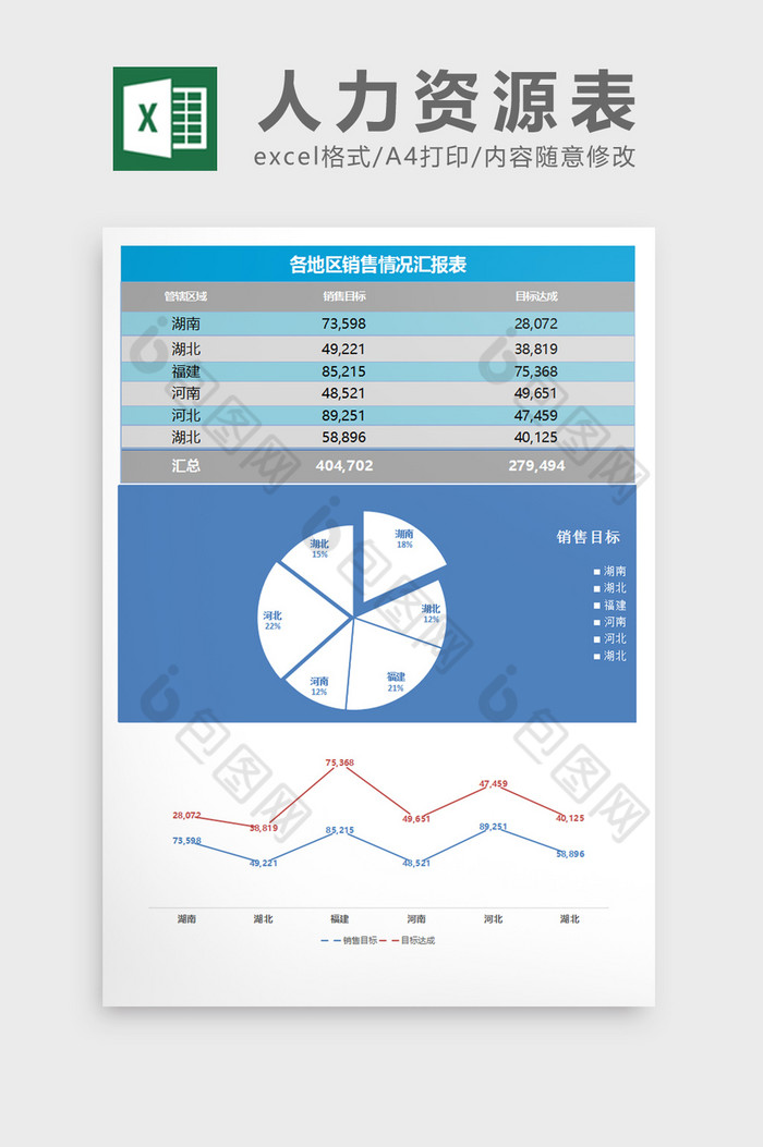 深蓝工作汇报销售报表excel表格模板图片图片