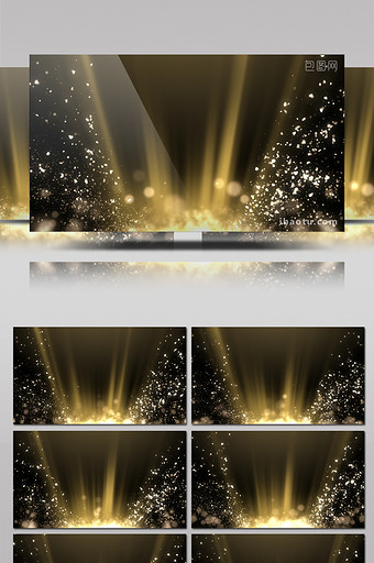 金色光线光点粒子放射循环背景高清视频素材图片