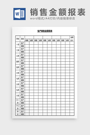 营销管理销售金额报表Word文档图片