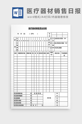 营销管理医疗器材销售日报Word文档图片