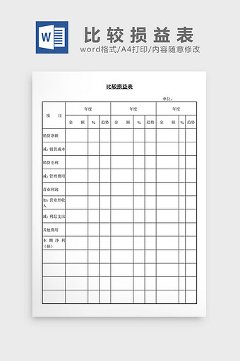 比较损益表word文档图片