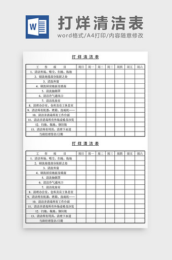 销售管理诊断打烊清洁表Word文档图片