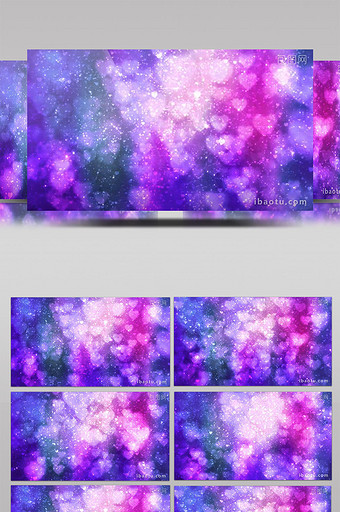 紫色梦幻闪光心型粒子背景图片