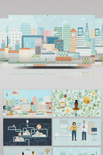 清新创意城市风医疗健康主题MG动画视频图片
