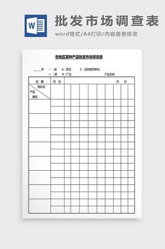 营销管理批发市场调查表Word文档图片