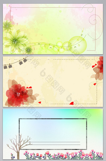 手绘清新唯美花卉展板背景图图片