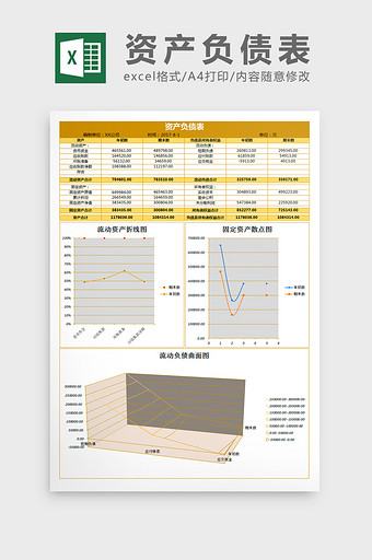 企业资产负债表excel表格模板