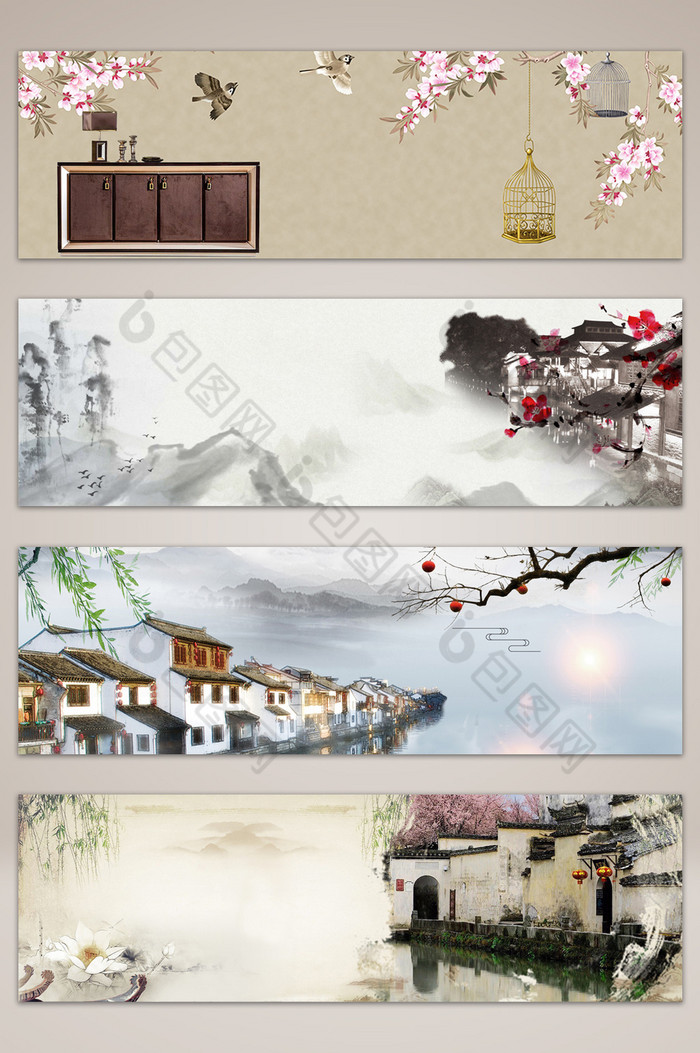 复古中国风旅游banner海报图片图片