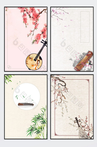 中国风乐器音乐海报背景图片