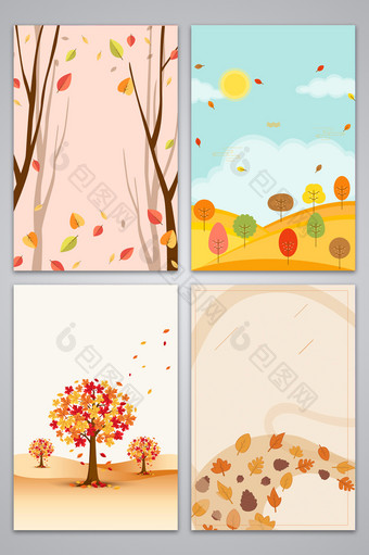秋季落叶海报设计背景图图片