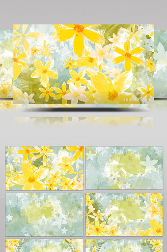 水墨水彩黄色花瓣旋转动态背景视频素材图片